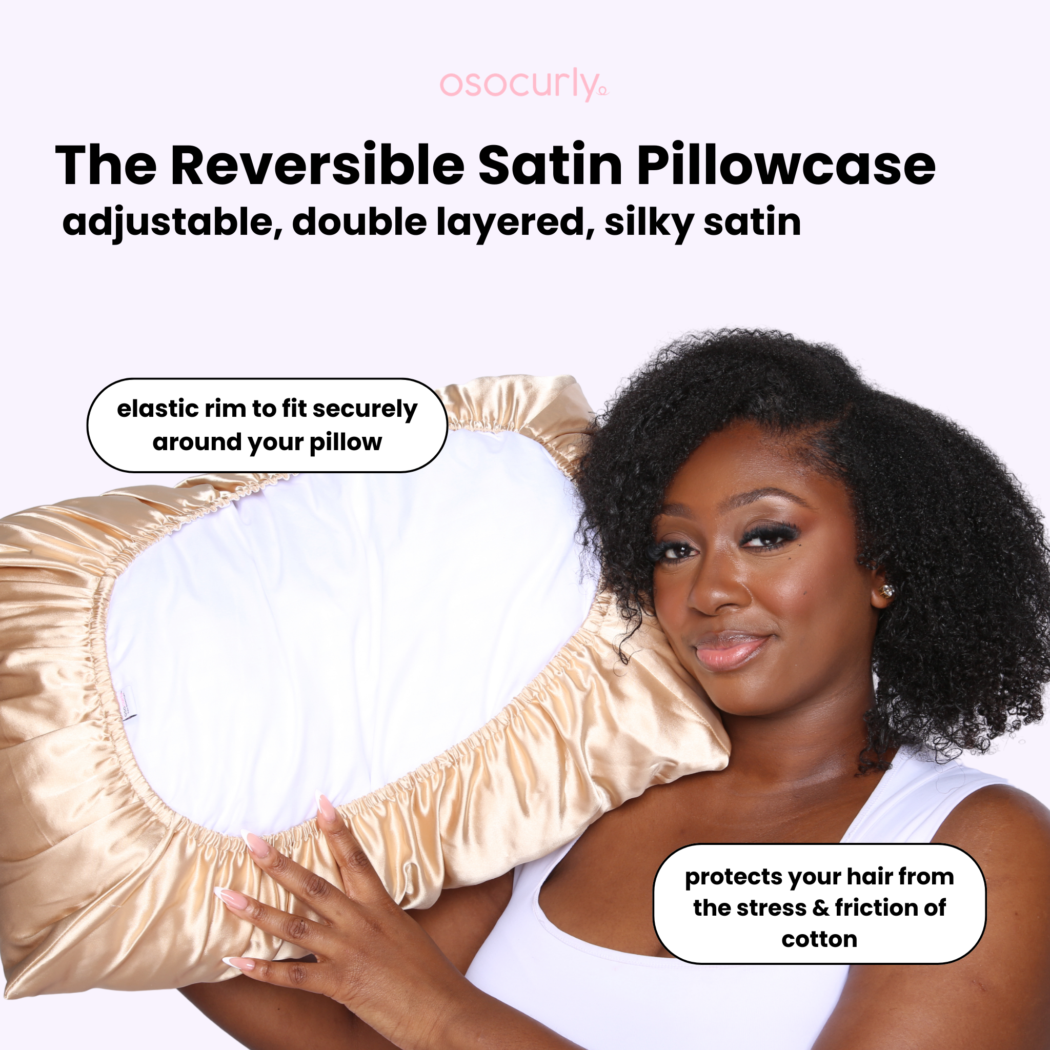 Reversible Satin Pillowcase for Curly Hair | Silky Soft Double Layered Satin