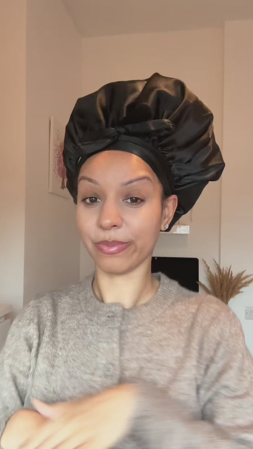 osocurly satin tie bonnet model demo