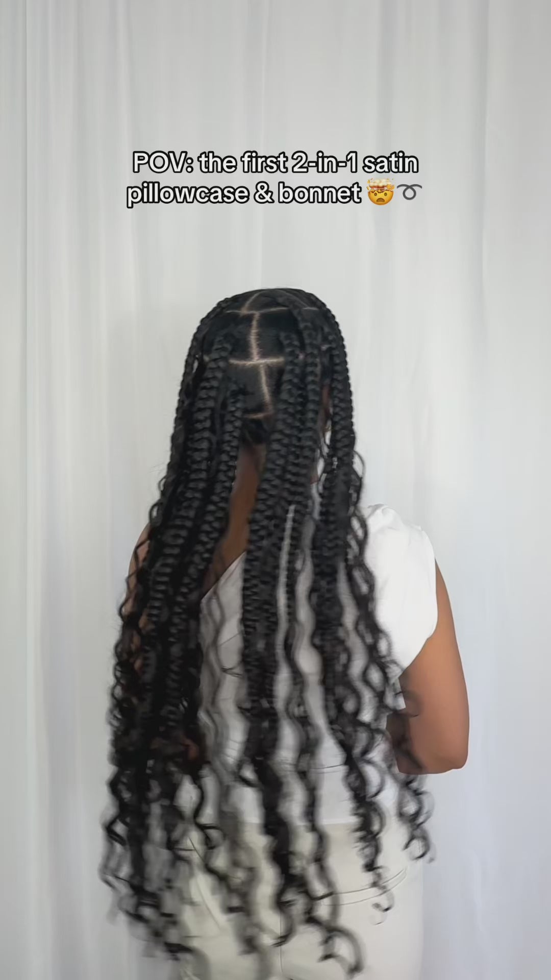 2-in-1 Satin Pillowcase Bonnet® for Curly Hair | Silky Soft Double Layered Satin