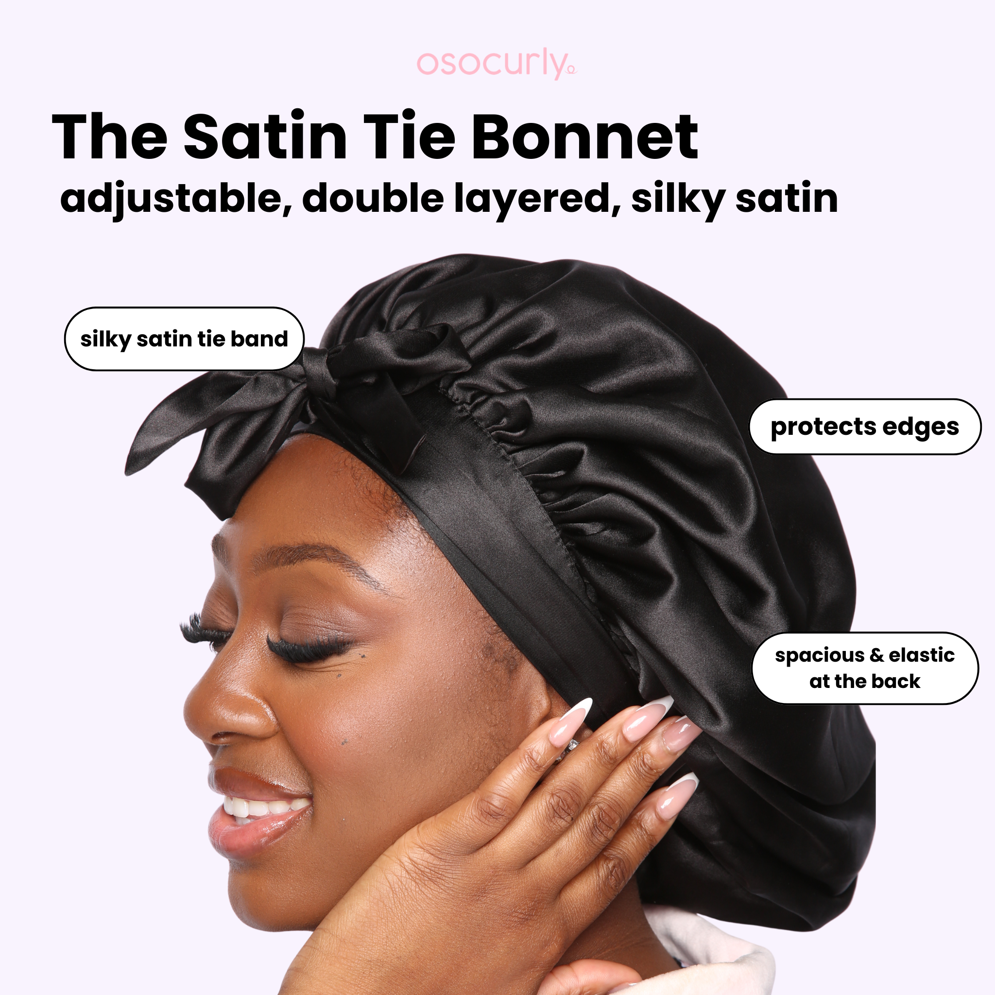 Reversible Satin Tie Bonnet for Curly Hair | Silky Soft Double Layered Satin